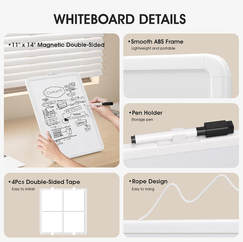 MaxGear Small White Board for Wall, 11"x 14" Mini Double-Sided Magnetic Dry Erase Board with Black Marker