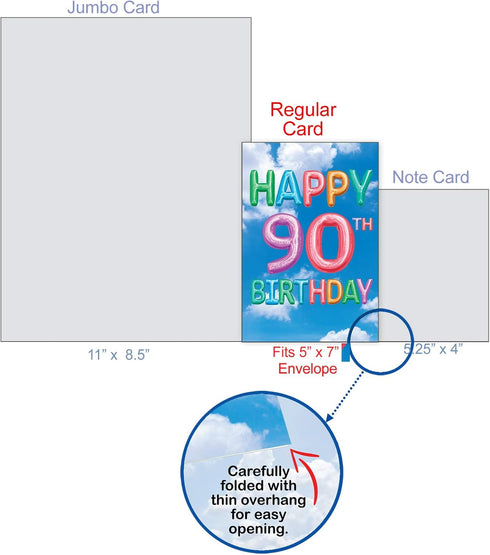 The Best Card Company - 90th Happy Birthday Card Milestone - Fun Greeting for 90 Years Old Birthdays