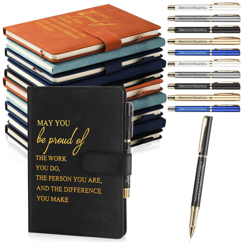 Kosiz 20 Pcs Multicolor Employee Appreciation Gifts - Inspirational A5 Leather Journal Notebooks with Motivational Pen