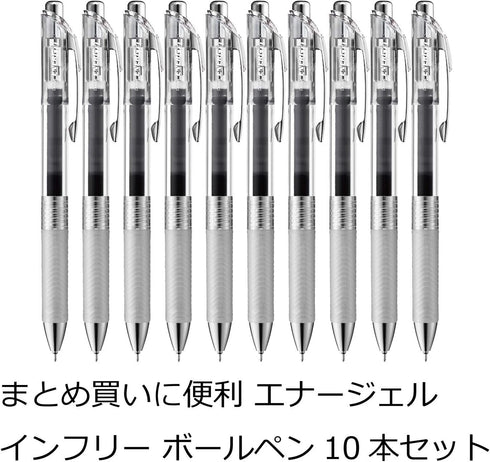 Pentel BLN75TL-A EnerGel Ink Ballpoint Pens, 0.5, Black, 10 Pieces by Pentel