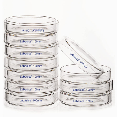 10pk Glass Petri Dishes - 100x20 mm Autoclavable Borosilicate Glass Cell Culture Dishes with Clear Lid