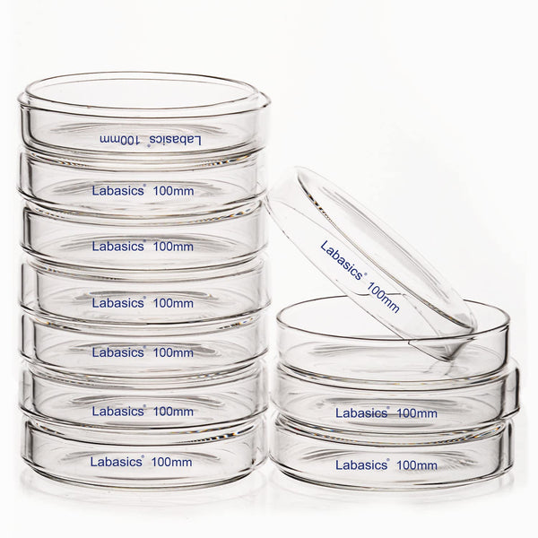 10pk Glass Petri Dishes - 100x20 mm Autoclavable Borosilicate Glass Cell Culture Dishes with Clear Lid