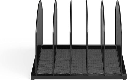 Safco Products Onyx Desk Organizer, 5 Upright Sections for Mail Sorter, Black Desktop Organization