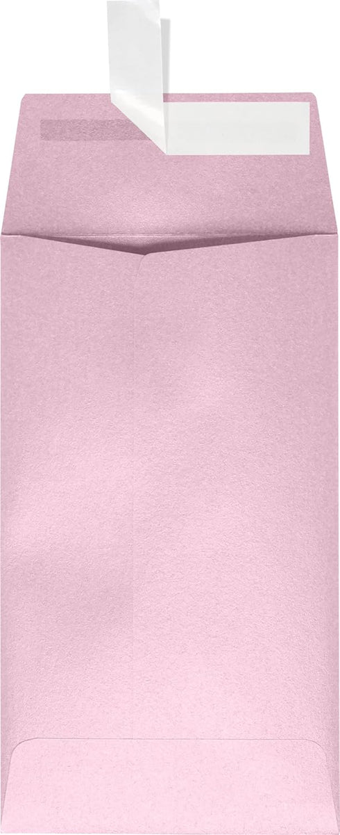 LUXPaper #5 1/2 Coin Envelopes | Peel & Press | 3 1/8" x 5 1/2" | 50 Qty Rose Quartz Metallic 81lb. Text