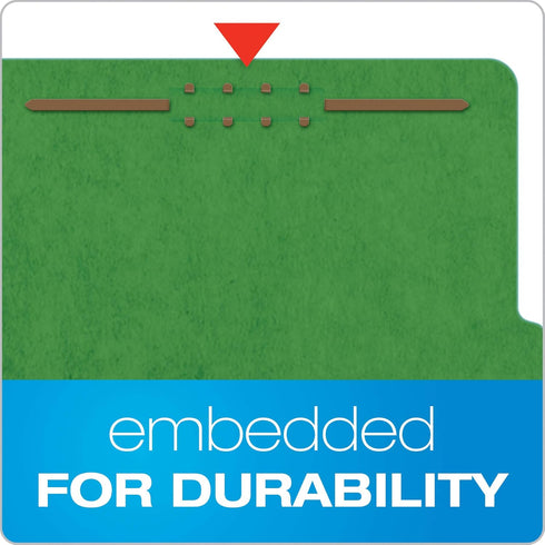 Pendaflex Classification Folders, Standard, Dark Green, 3 Dividers, Embedded Fasteners, 2/5 Cut Tab, Letter, 10/BX