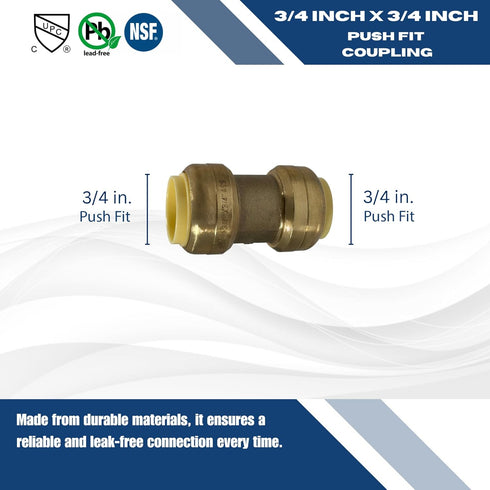 XFITTING 2 Pcs Push Fit Coupling 3/4 Inch x 3/4 Inch, 27-2-2=2XX, 3/4" Push Fit