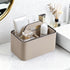 Caddy Organizer with Handle, PU Leather Remote Control Holder Desk Caddy, Portable Makeup Remote Organizer for Table