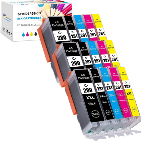 Canon PGI-280 CLI-281 XXL Ink Cartridges, 3SET, 15PK, Compatible with PIXMA TR7520 TS9120 TS8120 TS8220 TS8320 TS6320