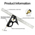 Nortools Combination Square Carpentry Tools, Metal-Body, Stainless Steel Blade Ruler for Accurate Woodworking Measure