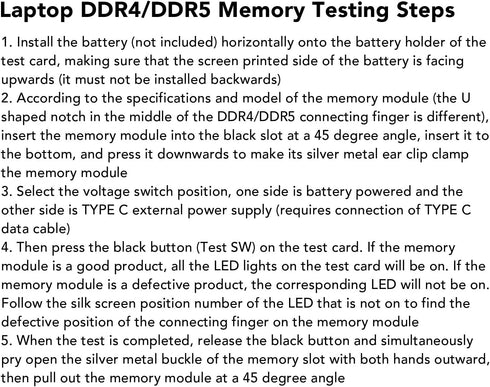 Naroote DDR4 DDR5 2 1 Memory Tester, in RAM Diagnostic Analyzer with LED Light Indicator for Laptop Desktop Server