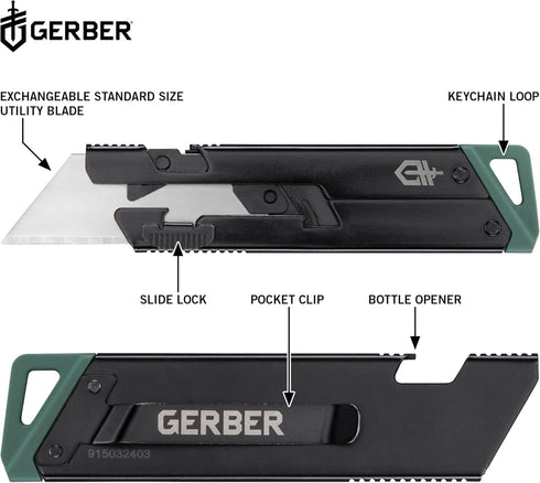 Gerber Gear EAB Utility Knife, Clips to Pocket or Keychain with Replaceable Razor Blade for Everyday Carry, EDC Gear
