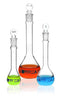 EISCO Premium Volumetric Flask Set, 10ml, 25ml & 50ml, Class A, ASTM E288, Borosilicate Glass with Stoppers