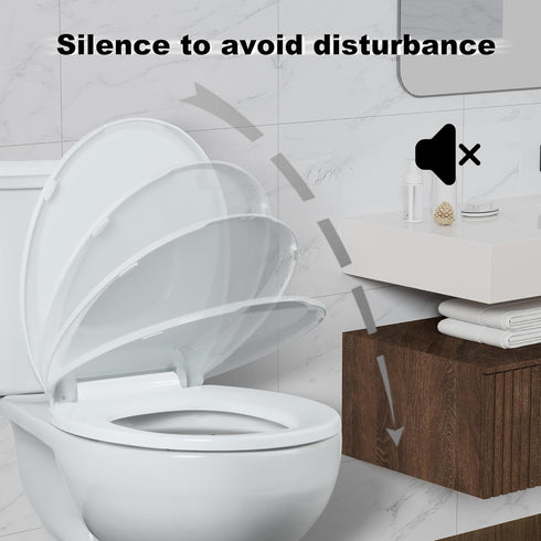 2-Pack Rust-Proof(16.5",Modern) Angol Shiold Round Toilet Seat Soft Close & Quick Release, White Plastic Toilet Seats