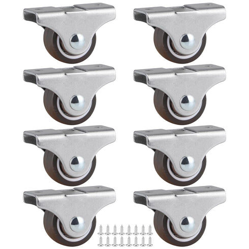 Skelang 8-Pack Rigid Caster 1" Wheels - Low Profile Fixed Caster for Trundle Bed, Cabinet, Drawer