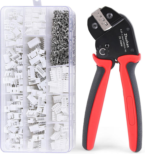Zhushan JST Connector Kit - 720PCS JST-SM, AWG 24-16 (0.25-1.5mm²) with Molex Crimper for AMP-TE,