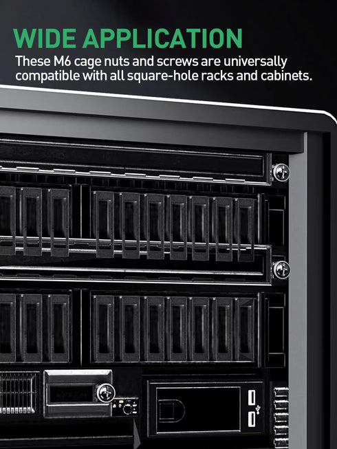 ZOERAX 100-Pack M6 16mm x Rack Mount Cage Nuts, Screws and Washers for Rack Mount Server Cabinet, Rack Mount Server
