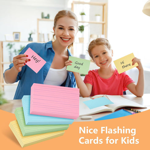 WINKIO 4x6 Inches, 200 Count Cards,150gsm (50 Colored Index Cards Note Heavy Weight College Ruled Colored Flashcards
