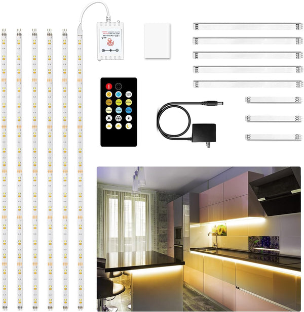 DAYBETTER Under Cabinet Lights, 6 PCS Under Cabinet Lighting with Remote, Dimmable