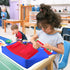 School Seat Chair with Storage Pocket Organizer, Multiple Pockets for Home, Classroom, Preschool (Red+Blue)