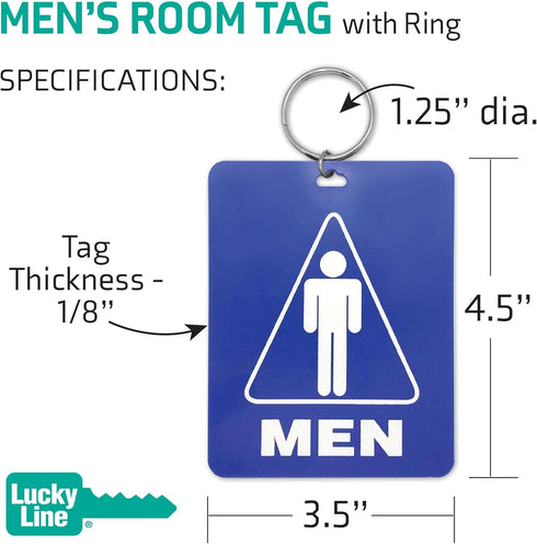 Lucky Line Men's Restroom Pass Key Tag, Plastic with Split Key Ring Keychain Identifier, 1 Per Pack (53101) LARGE for