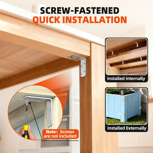 SecureLatch 3"3"1.2" 90 (Galvanized-4PCS) Degree Galvanized Corner Brace, Heavy Duty L Shape Bracket for Wood Beams