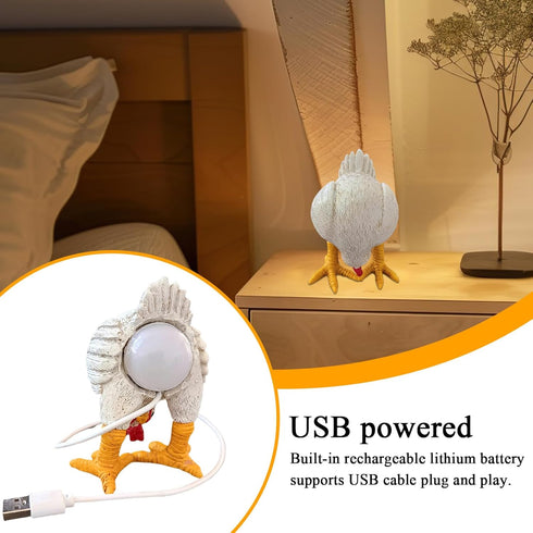Generic Chicken Egg Lamp, Rooster Shaped Accent Light, Chicken Night Light with Egg in Butt, Adjustable Funny Resin