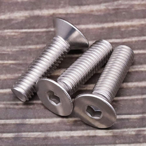 25 PCS 1/4-20 x 1/2" Flat Countersunk Head Socket Cap Screws - 304 Stainless Steel, Full Machine Thread Coverage