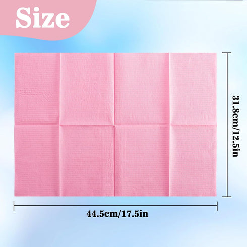 75pcs MAQIHAN Dental Bibs Disposable - Pink Disposable Dentist Bibs for Nail, Tattoo, Lash, Paper Towels, Napkins, Desk