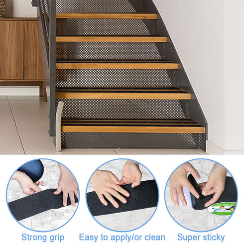 Anti Slip Tape, High Traction Strong Grip Abrasive, Indoor & Outdoor (2" Width x 190" Long, Hazard - Black and Yellow)