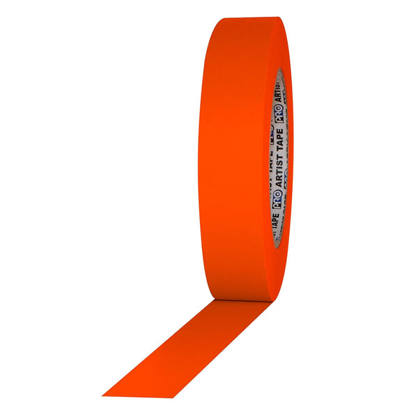 ProTapes Artist Tape Flatback Printable Paper Board or Console Tape, 60 yds Length x 1" Width, Fluorescent Orange