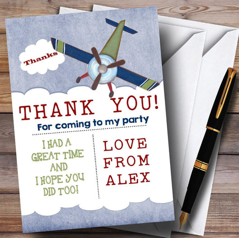 The Card Zoo Vintage Watercolour Plane Party Thank You Cards