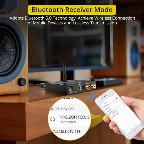 PROZOR 192k Digital to Analog Audio Converter with Bluetooth 5.0 Receiver, Digital Toslink Optical to 3.5mm Audio