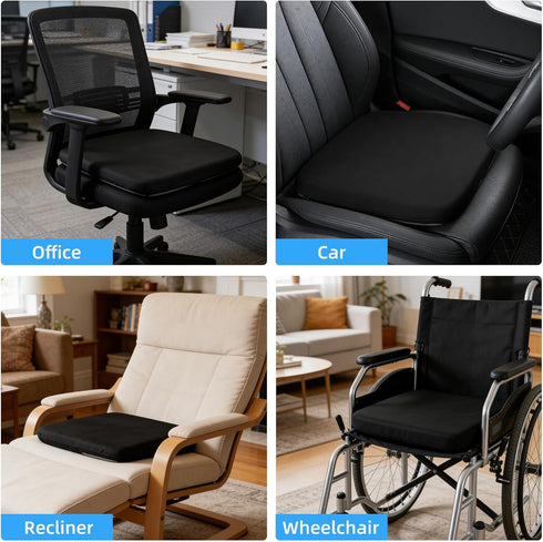SheRest Office Chair Cushion with Straps, Memory Foam Seat Cushion with Removable Cover, Suitable for Office Chairs
