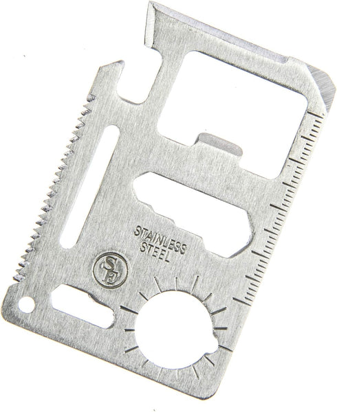 SE 11-Function Stainless Steel Pocket Tool - Compact Multi-Tool with Leatherette Case for Camping, Hiking - MT908-1