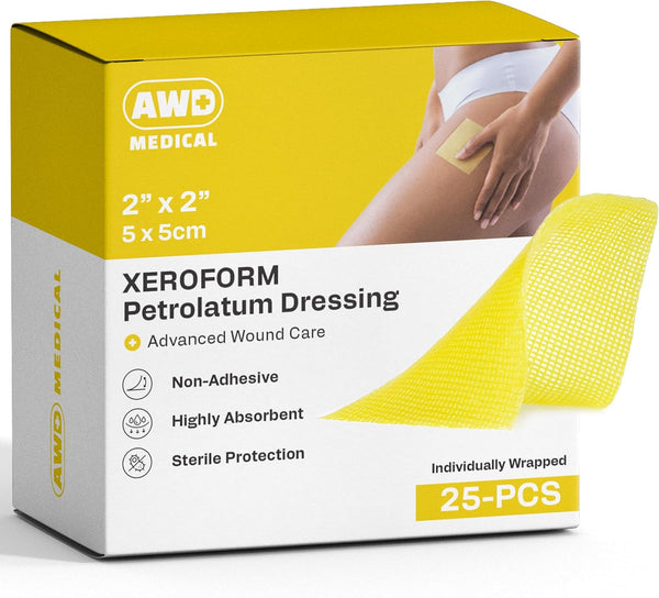 AWD Medical Xeroform Petrolatum Dressing - Non-Adhering Gauze Pad - Fine Mesh