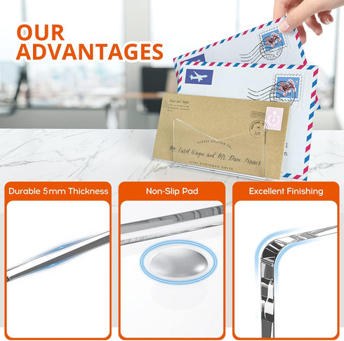 Richboom Acrylic Mail Holder, Envelope Holder for Desk Countertop, Letter Holder for Home Office School (1 Section