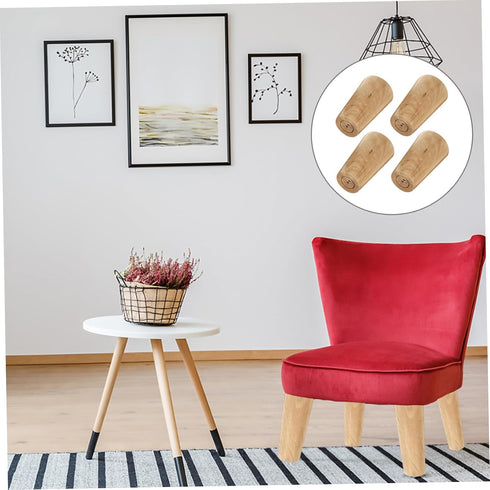 4Pcs Set IMIKEYA Solid Hardwood Cabinet Bun Feet Replacement Legs Bearing Weight for Sofa, Table, TV Stand, and Coffee