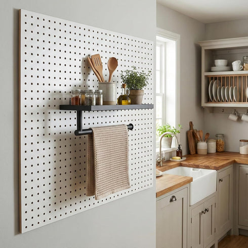 (1 Pack, Pegboard Paper Towel Holder with Shelf, Garage Paper Towel Holder, Heavy Duty Peg Board Accessory for Garage