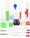 18 Pieces Lab Glassware Set - Beaker, Flask, Cylinder Set with Droppers, Brushes, and Stirring Rod
