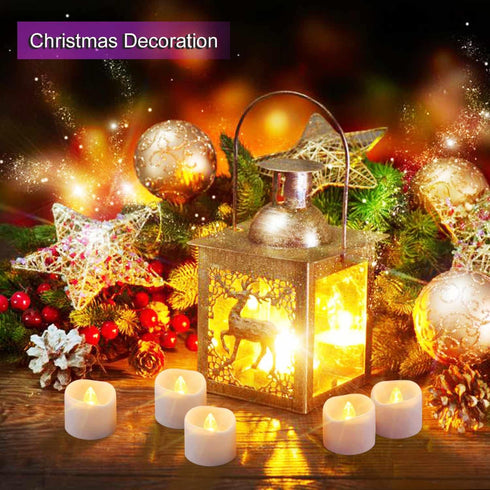 12 Pack Timer Tea Lights Candles, Battery Operated Flameless Flickering Tealight for Halloween Decor
