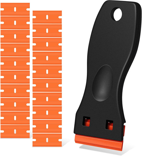 Plastic Razor Blade Scraper Tool with 20 PCS Blades for Removing Labels and Stickers