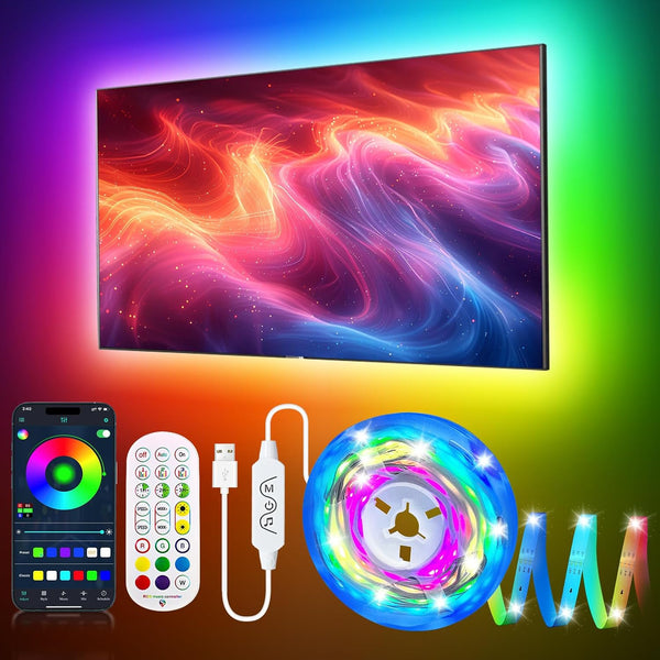 DTQJ LED TV Backlight, 16.4ft RGBIC TV Backlight for 55-70 inch TV, Smart