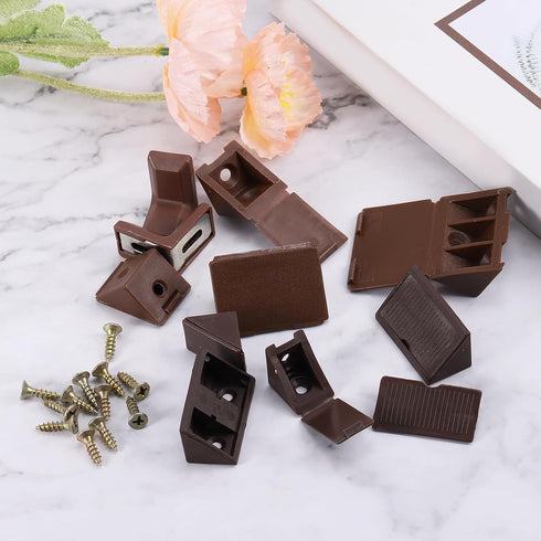 12 90 21x23x21mm uxcell Pcs Degree Plastic Corner Braces, Shelf Right Angle Brackets with Screws for Cabinets