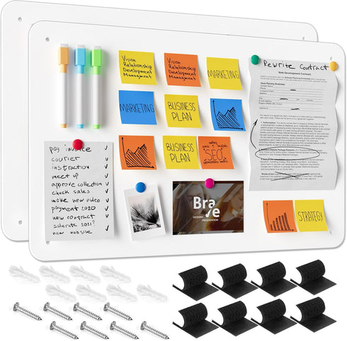 MaxGear 2 Pack Metal Magnetic Board 17.5" x 11.4" Black Bulletin Board for Wall, Refrigerator, Display Notes