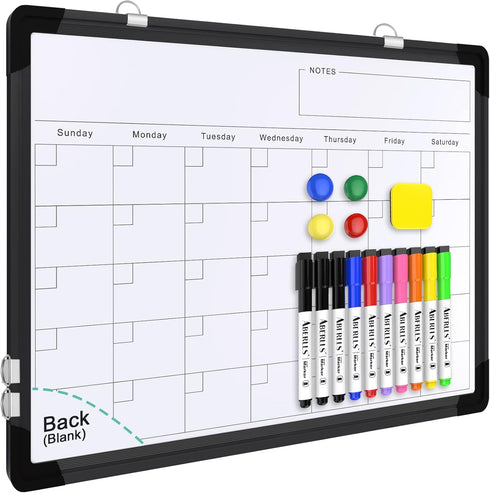 Small Monthly Calendar Dry Erase Whiteboard for Wall, 16in x 12in Magnetic Board, Portable for Kitchen, Planning