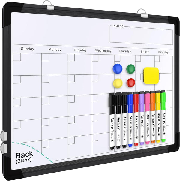 Small Monthly Calendar Dry Erase Whiteboard for Wall, 16in x 12in Magnetic Board, Portable for Kitchen, Planning