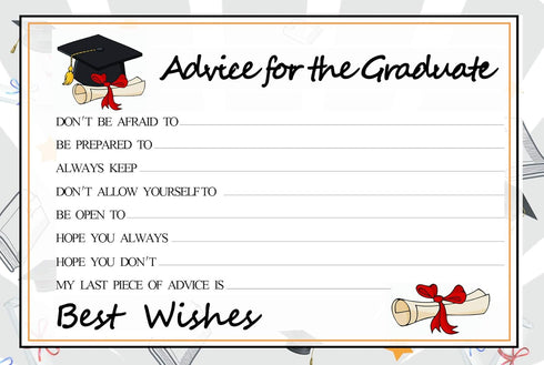 Graduation Wish Cards - 50PCs High School or College Graduation Advice Cards for 2025 Celebration Party Supplies