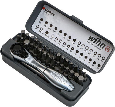 74984 32 Set Wiha Piece GoBox Standard Bit with Mini Ratchet