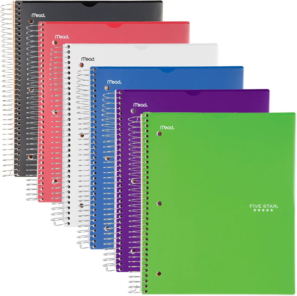 Mead Five Star Notebook + Study App - 5 Subject College Ruled Notebook, Water Resistant, 8.5 x 11, 200 Sheets