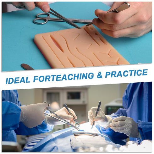 Suture Practice Kit for Medical Students, Silicone Pad for Surgical Stitches Training, Vet Nursing Supplies